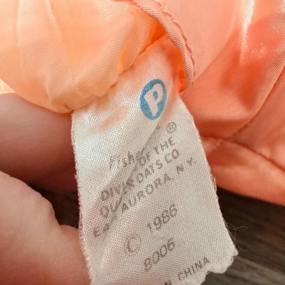 Vintage 1986 Fisher-Price Peach Puffalump Bear‎ Nylon Plush